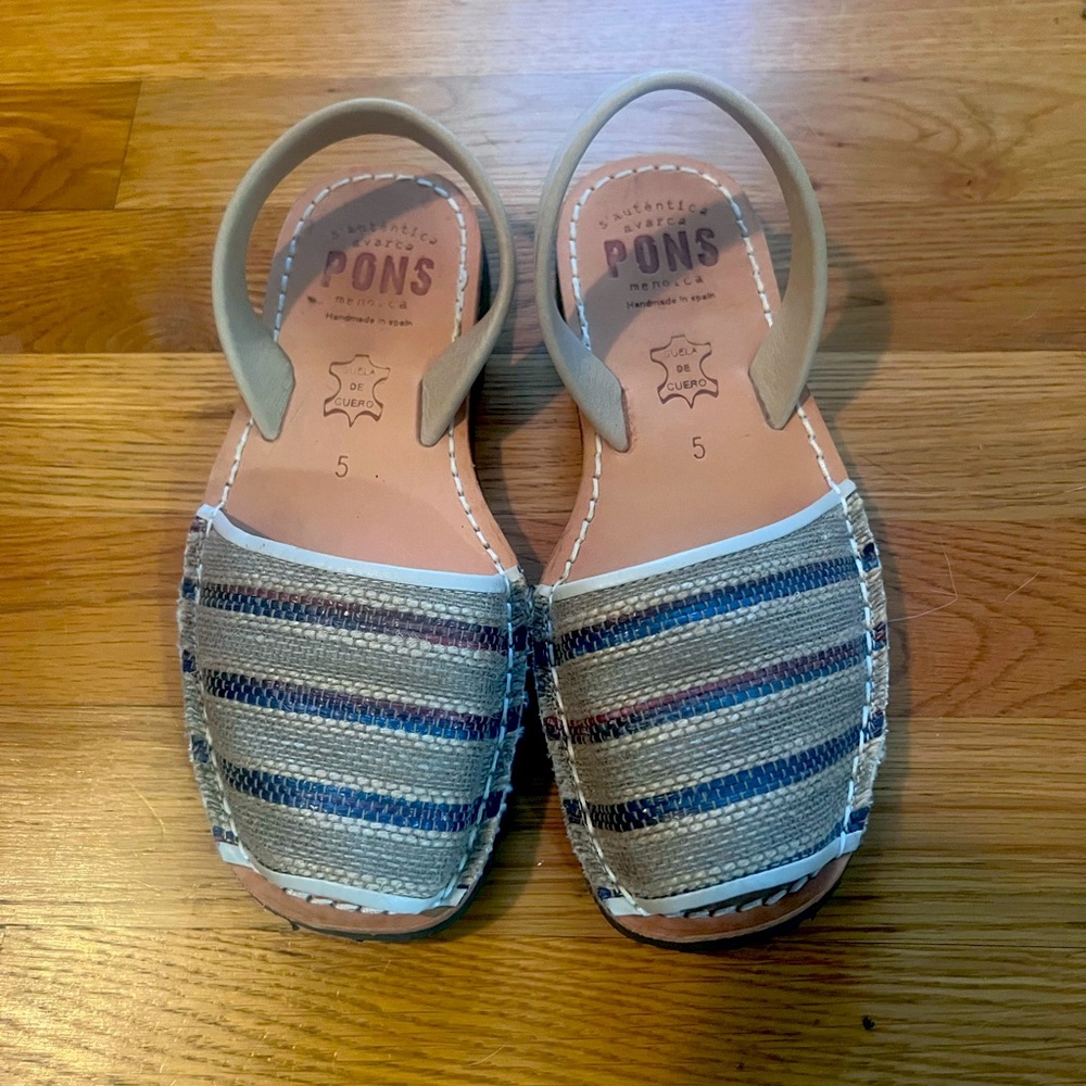 Pons Striped Beige & Blue Women's Espadrille Slingback